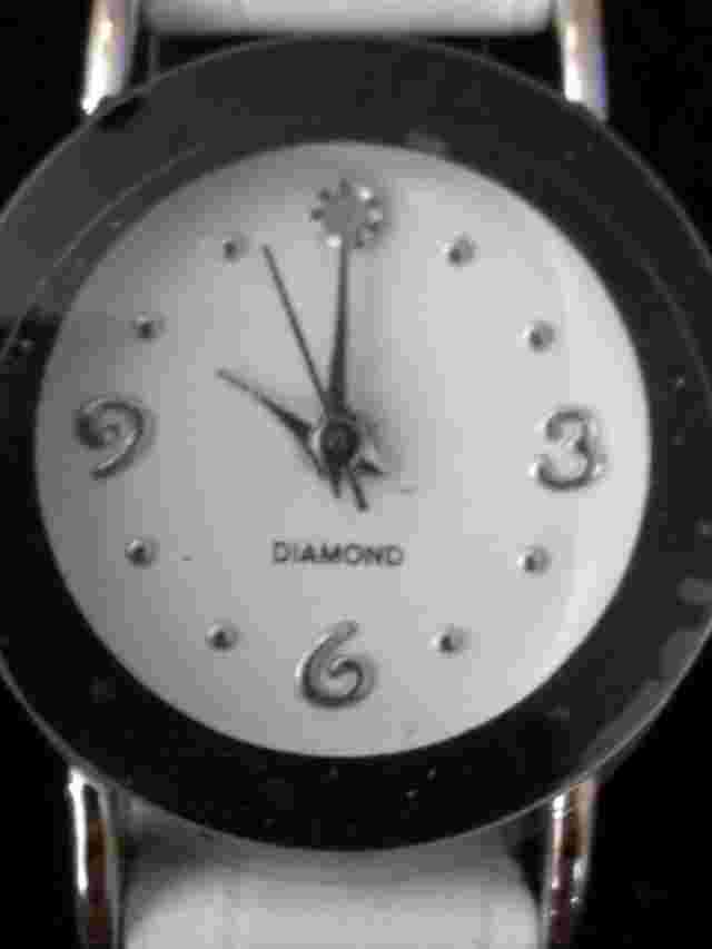 Women's Genuine Diamond Accent Watch, White Band, New