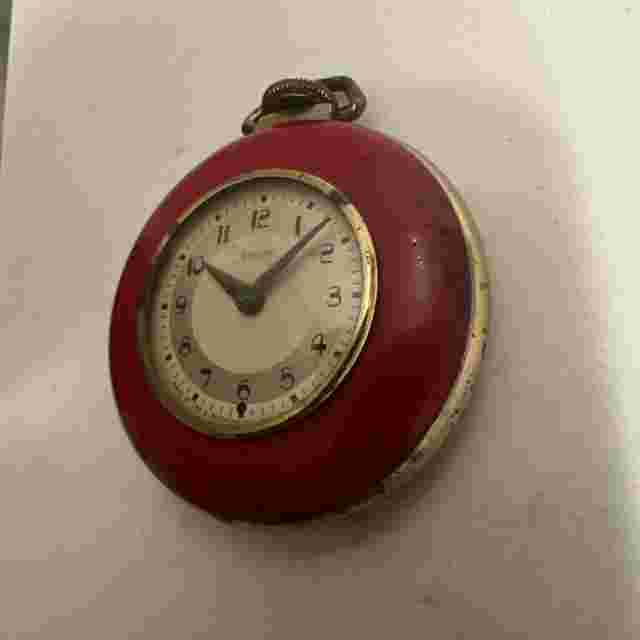 RARE ANTIQUE INGRAHAM POCKET WATCH ART DECO NUMBERS PAINTED RED FACE UNTESTED