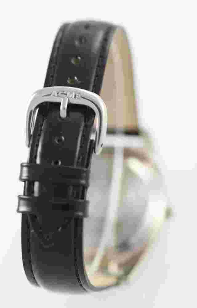 Route 66 Watch Mens Stainless Silver Black Leather 30m Water Resist Gray Quartz