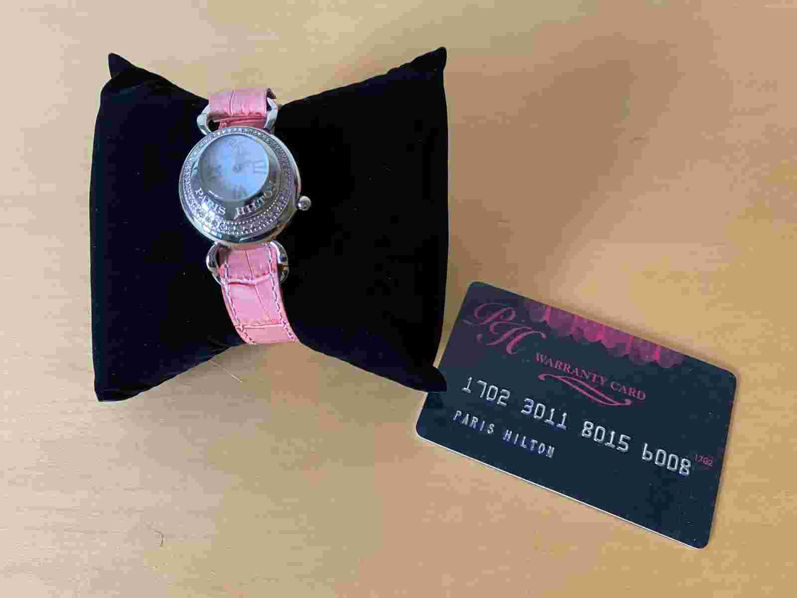 New - Paris Hilton Watch - Quartz - Steel - Pink Leather Strap - New