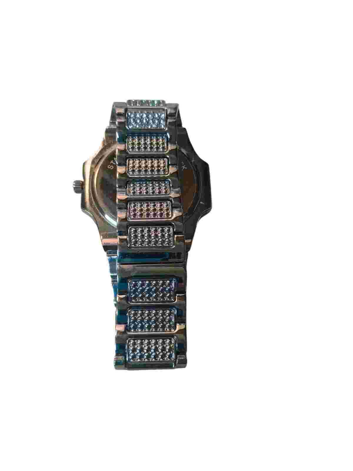 Montres Carlo Silver Steel Iced Out Watch