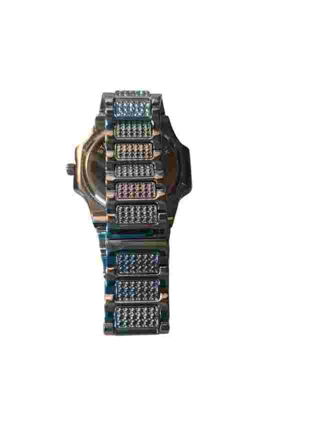 Montres Carlo Silver Steel Iced Out Watch
