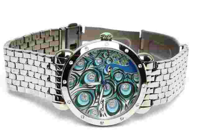 BERTHA Genevieve Steel Case Peacock Mother of Pearl Dial Women's Watch 3120