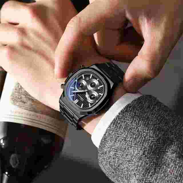 CHENXI Men Black Watch Chronograph Wristwatch Business Male Steel Calendar Watch