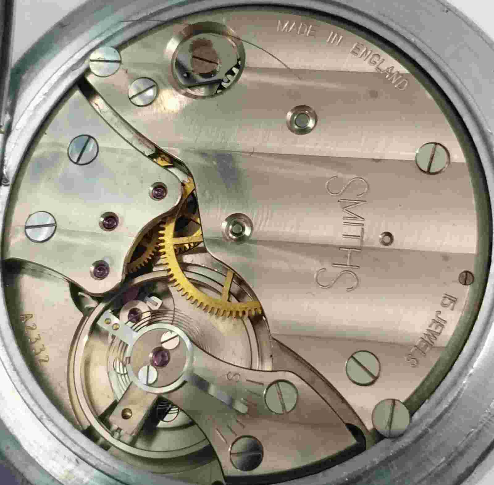 Smiths chrome pocket watch, enamel bland man full hunter machanical , 1950s