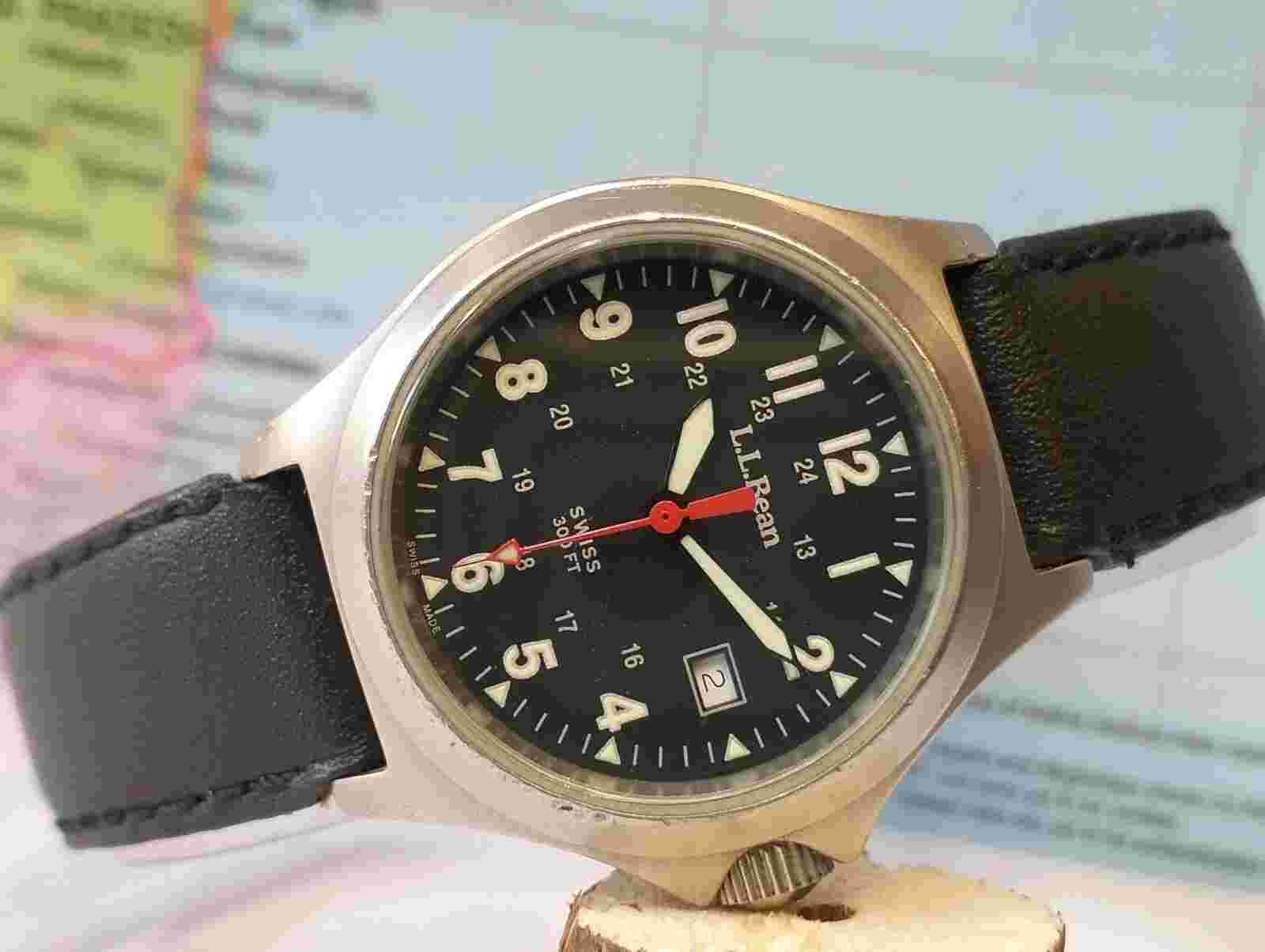 L.L. BEAN QUARTZ BLACK DIAL D08 SWISS UNISEX ADULTS FULL WORKING VINTAGE WATCH