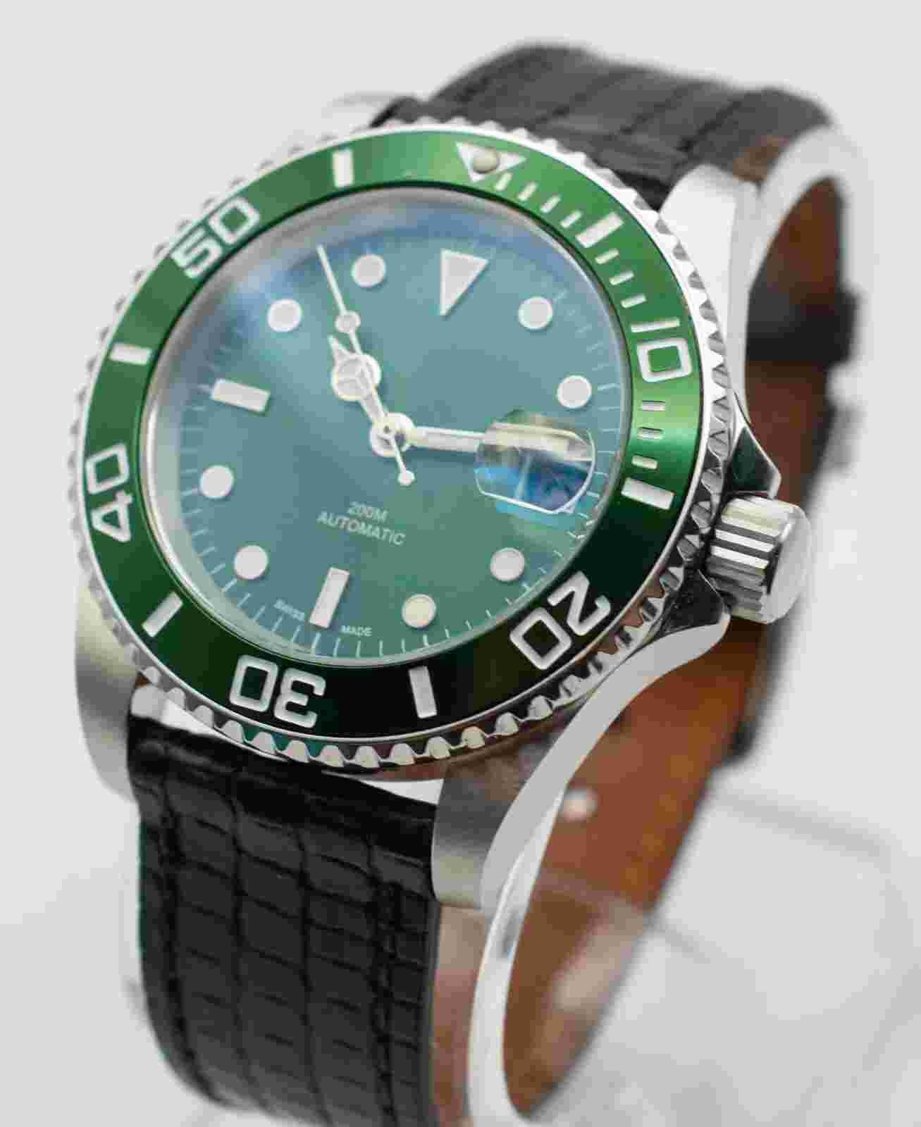 Custom Swiss Green Diving Watch ETA 2824-2 20 ATM - Brand New