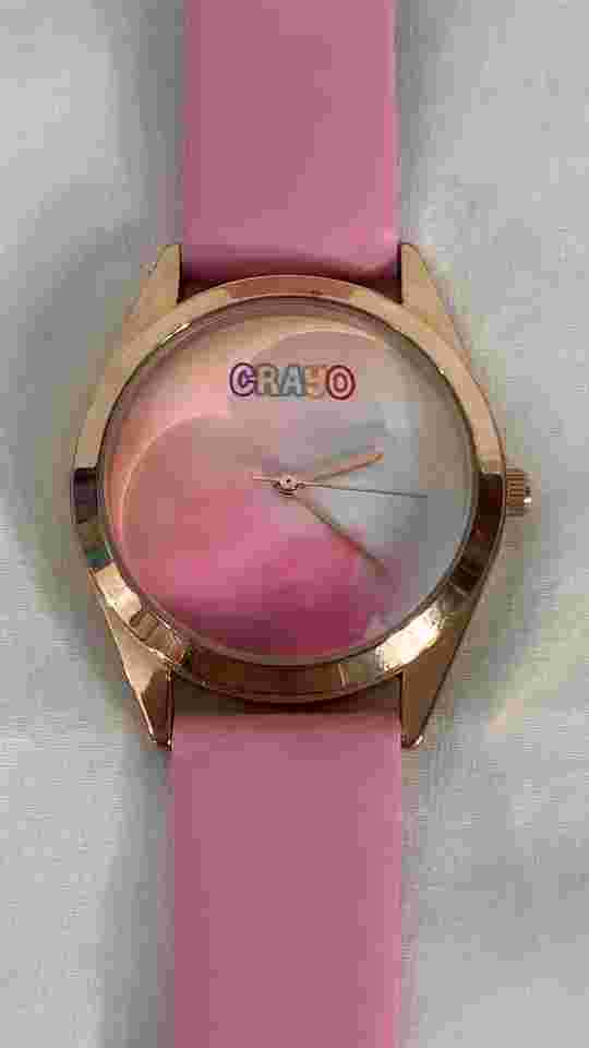 Vintage CRAYO Crayola Ladies Pink Analog Wrist Watch w/NEW BATTERY - NICE!