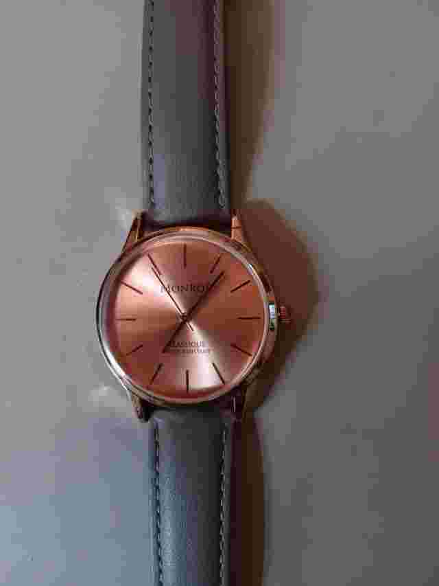 Monroe By Maestro Watch Women Rose Gold Grey Leather Band 36MM New Battery