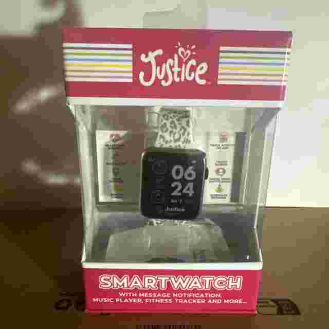 Justice Female Tween Smart Watch with Leopard Silicone Strap