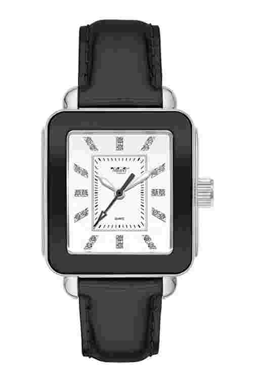 Milano Expressions White Vegan Leather and Black Vegan Leather Band Watch