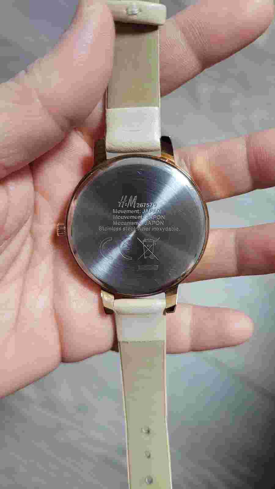 H&M Rose Gold Light Beige Leather Strap Women’s Fashion Watch