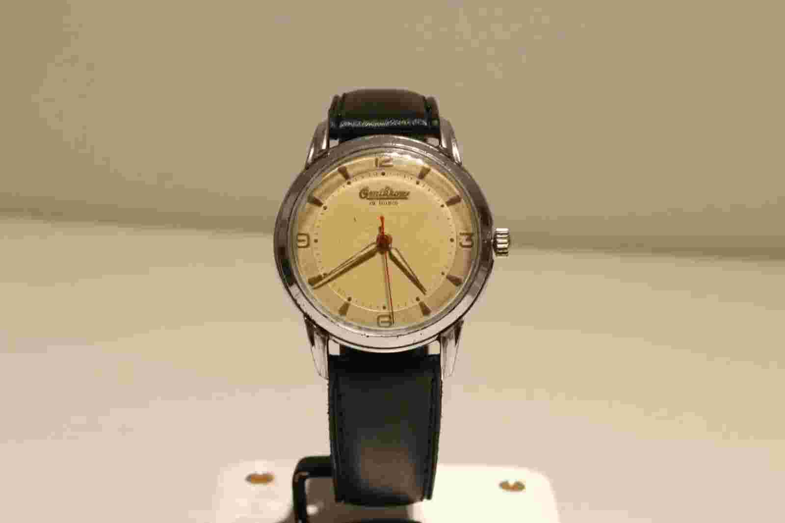 VINTAGE NICE BIG 37mm SWISS MEN'S CHROMED MECHANICAL WATCH "OMIKRON" 19J.