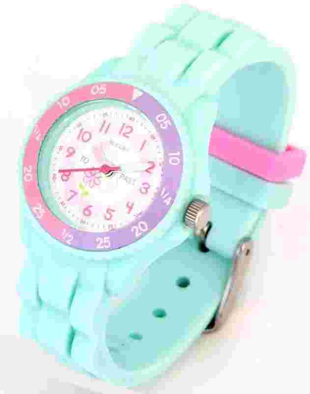 Tikkers Children's Time Teachers Aqua Green Silicone Strap Watch - NTK0004
