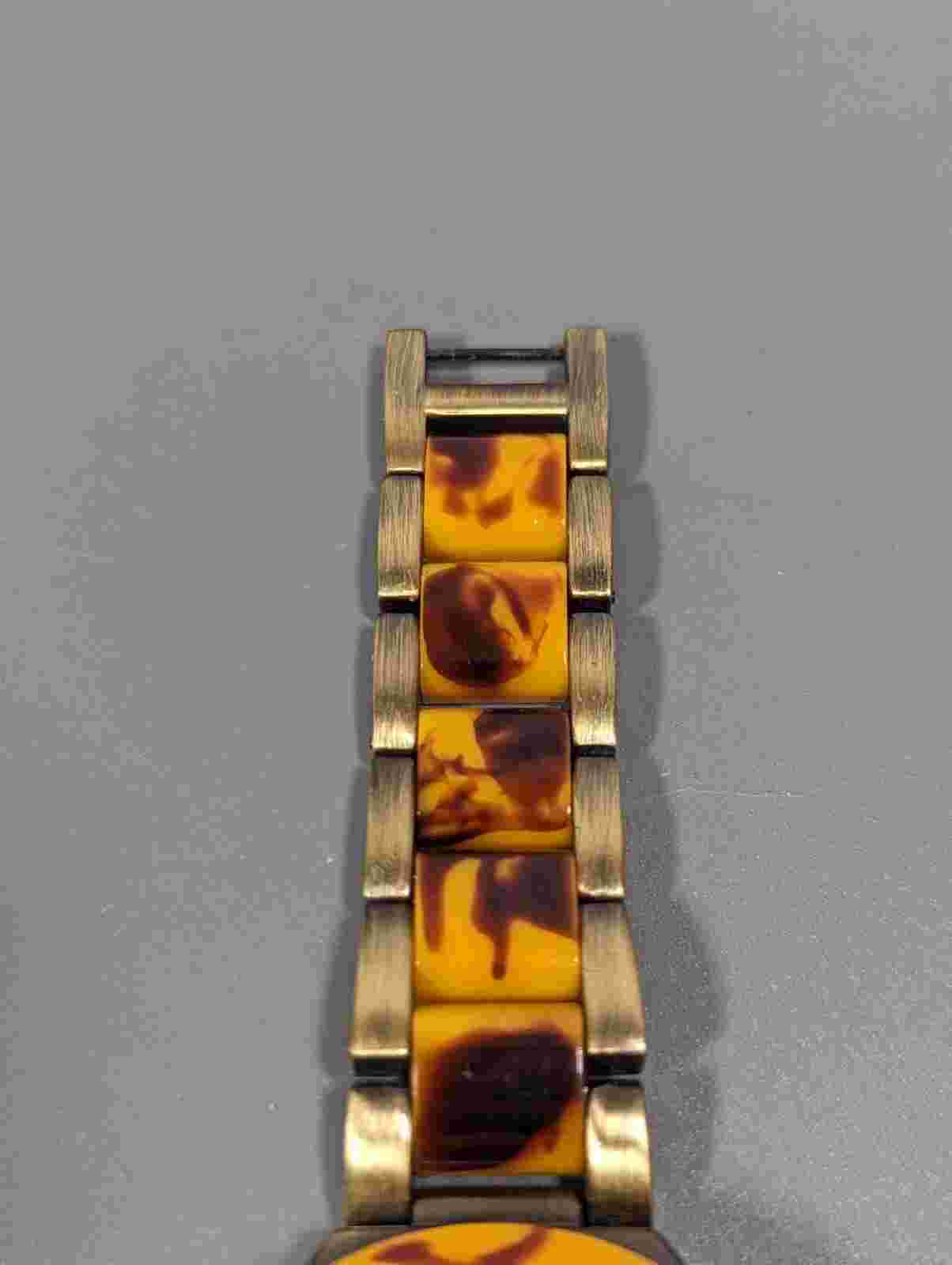 Tavan Purple Dial Brown Faux Tortoise Shell Link Bracelet Band Watch