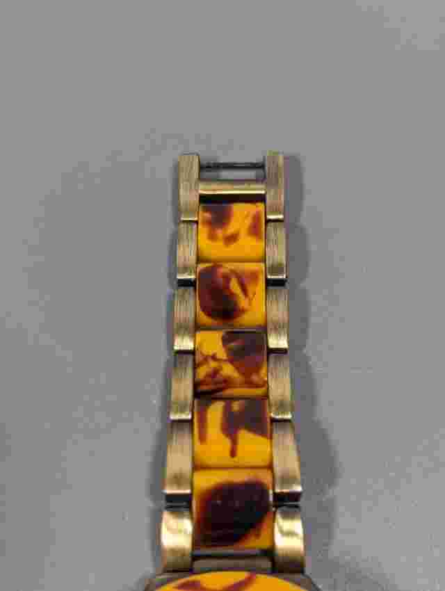 Tavan Purple Dial Brown Faux Tortoise Shell Link Bracelet Band Watch