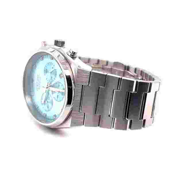 IceTime Maximus 41mm Men White Gold Steel Watch Blue Dial Iced 0.10ct Diamonds