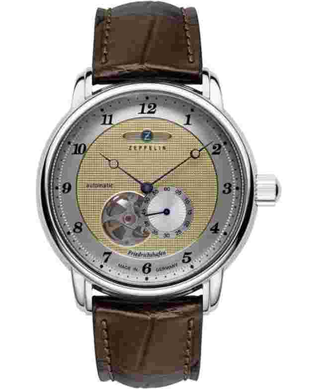 Zeppelin Men's Watch Automatic Open Heart Friedrichshafen Braun/Golden 8566-5