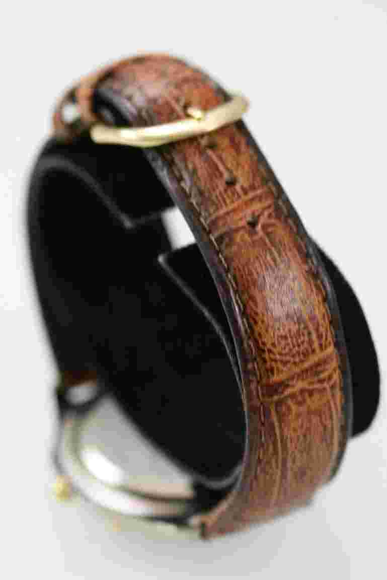 Futura Men Watch Stainless Steel Silver Gold Leather Brown Water Re Green Quartz