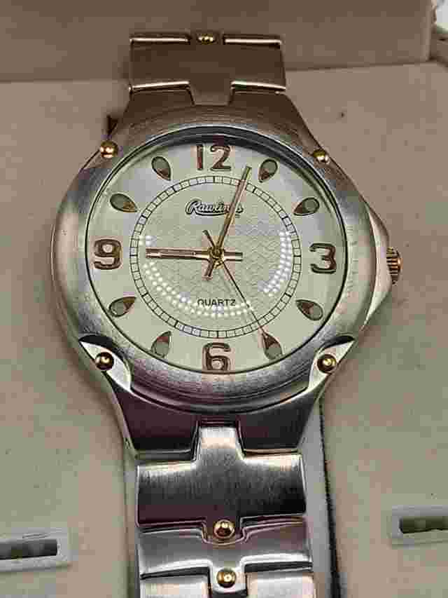 2 Rawlings Quartz Watch Silver & Goldtone Green Dot Accent Soccer Box Japan Movt