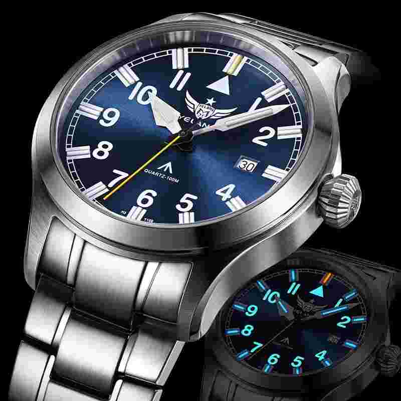 YELANG Men Pilot Watch Sport Luminous Sport Quartz Wristwatch 10ATM Military