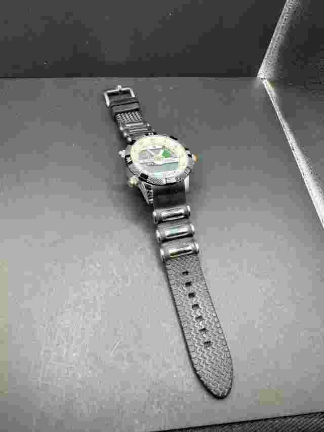 Shark Dual Time Digital Quartz Date Alarm Sports Wrist Watch WR 30M White Dial
