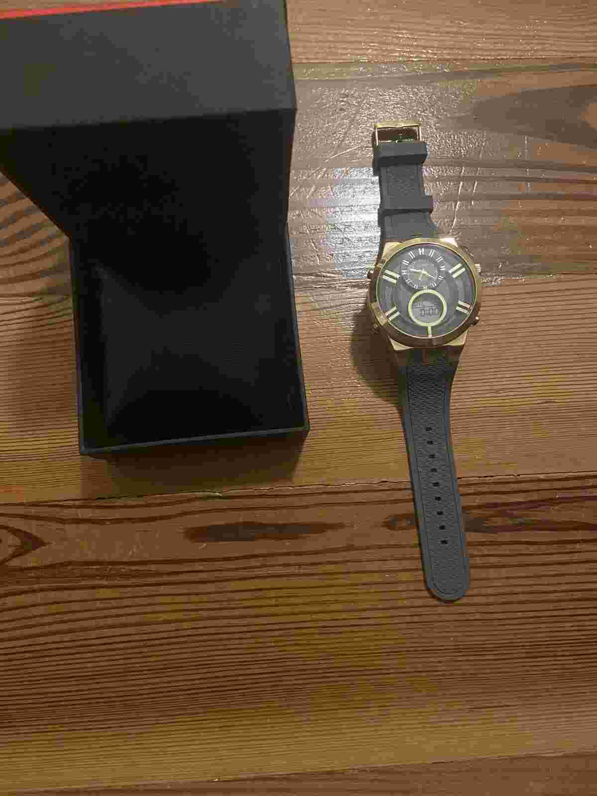 Axiom Mens Gold Tone Analog Digital Alarm Chrono Watch New Battery