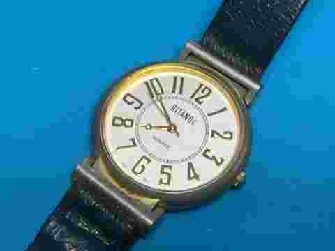 Gitano Watch 23mm Case Black Leather Band Quartz New Battery, WORKING