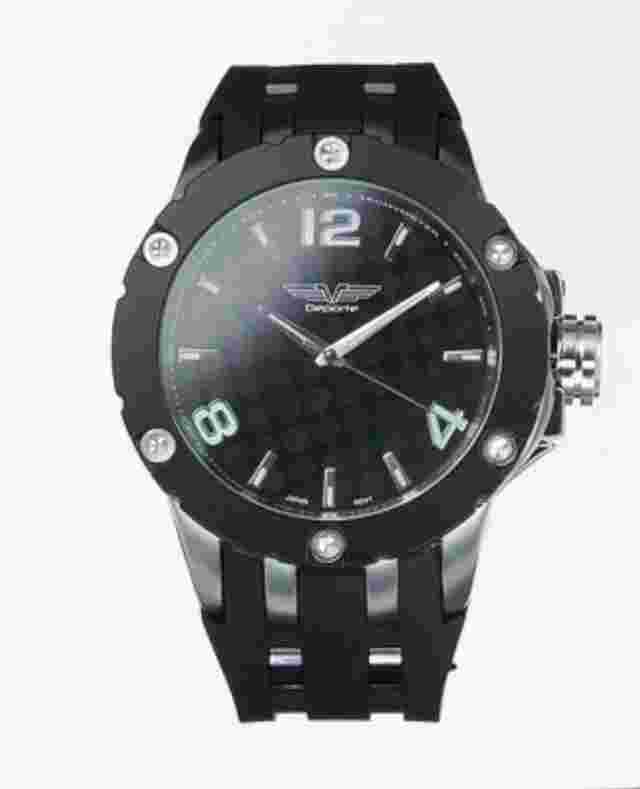 Men's Oversized Deporte Silver Tone Black Rotating Bezel 53mm Quartz Watch 9851