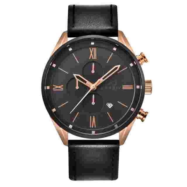 Infinity CS 05 Rosegold & Black Men's Casual Chronograph Watch Black Leather