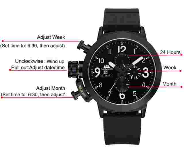 Men's Automatic Watch Mechanical Multifunctional Rubber Band Large