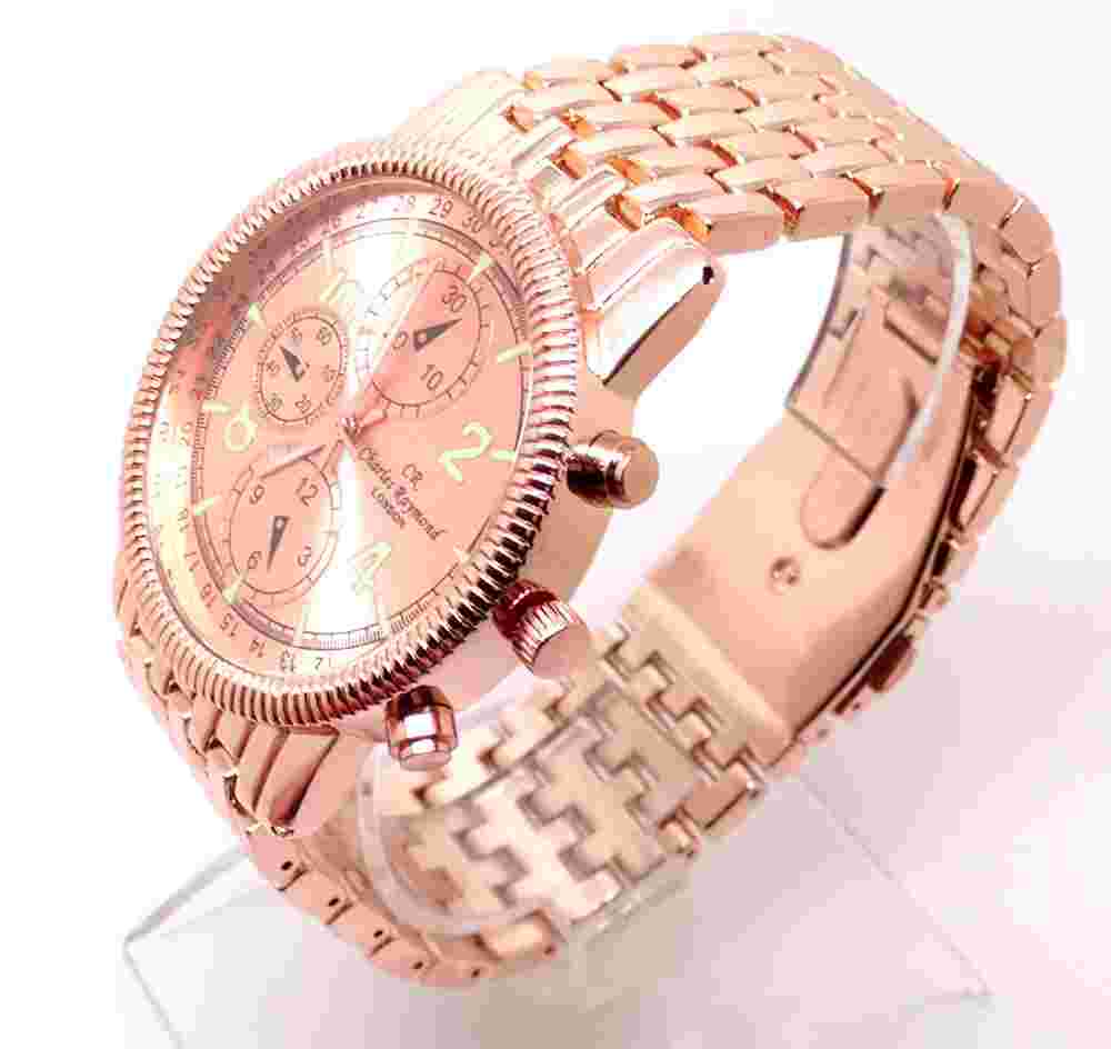 x071O Men New Luxury Wrist Watch Rose Gold Wide Band Numerial Chronograph Dial