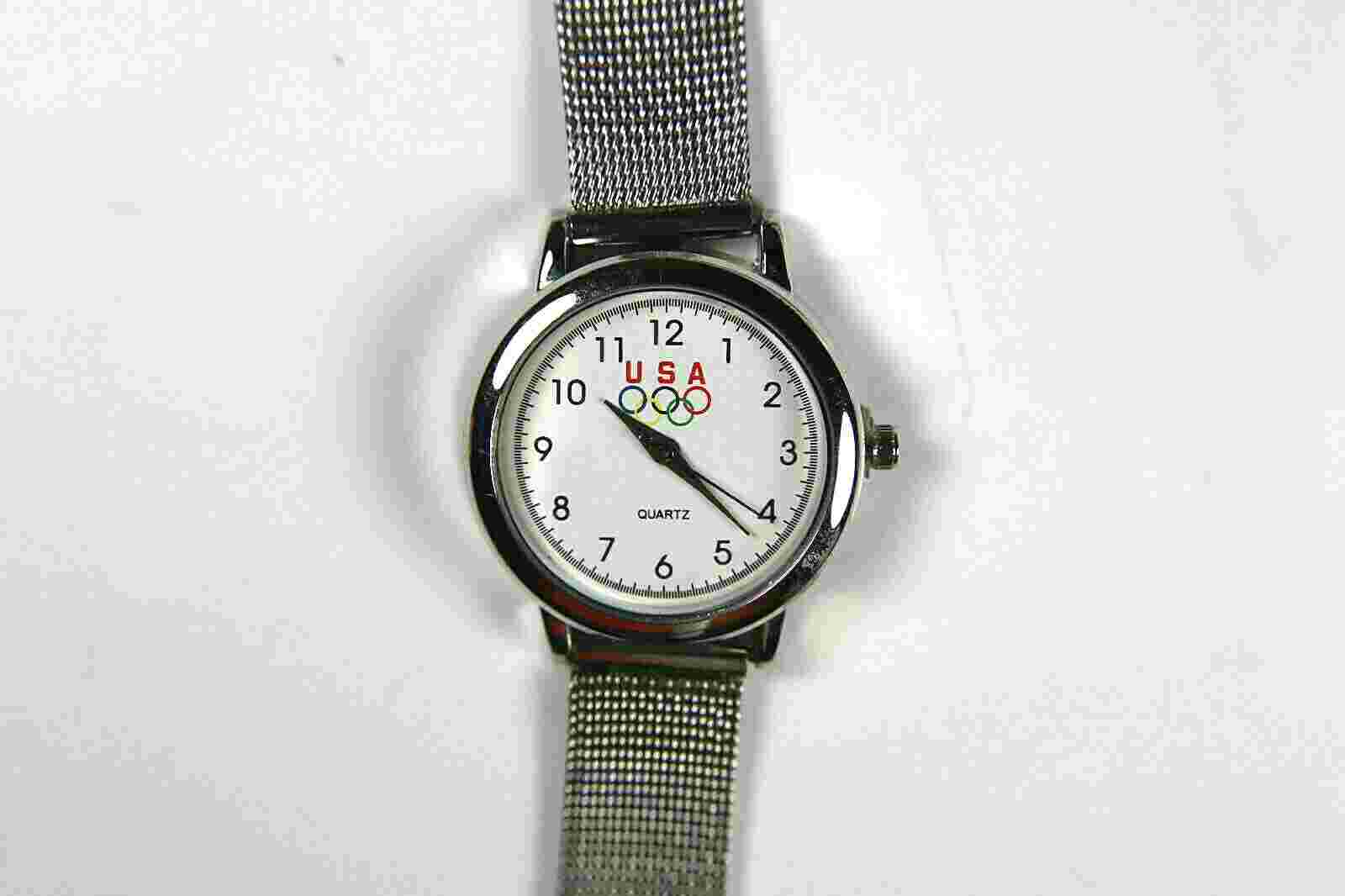 USA Olympic Men’s Quartz Watch with Metal Mesh Band and New Battery,