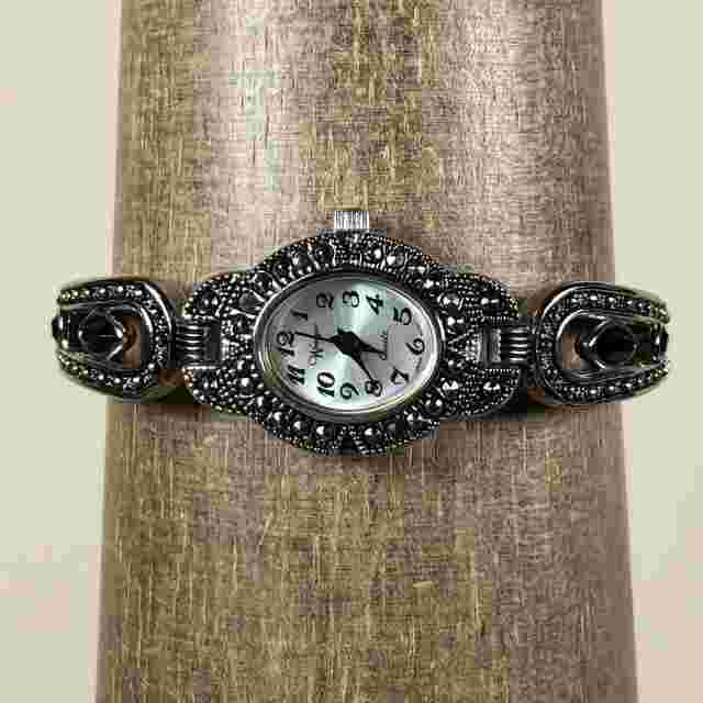 Wrangler Women 91830KNX Silver Tone Marcasite Expansion Quartz Watch 6 1/2"