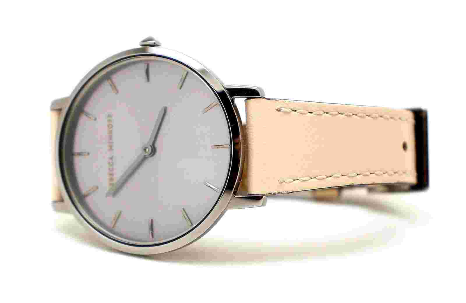 Rebecca Minkoff Silver Tone Gray Dial Leather Band Womans Watch NEED Battery