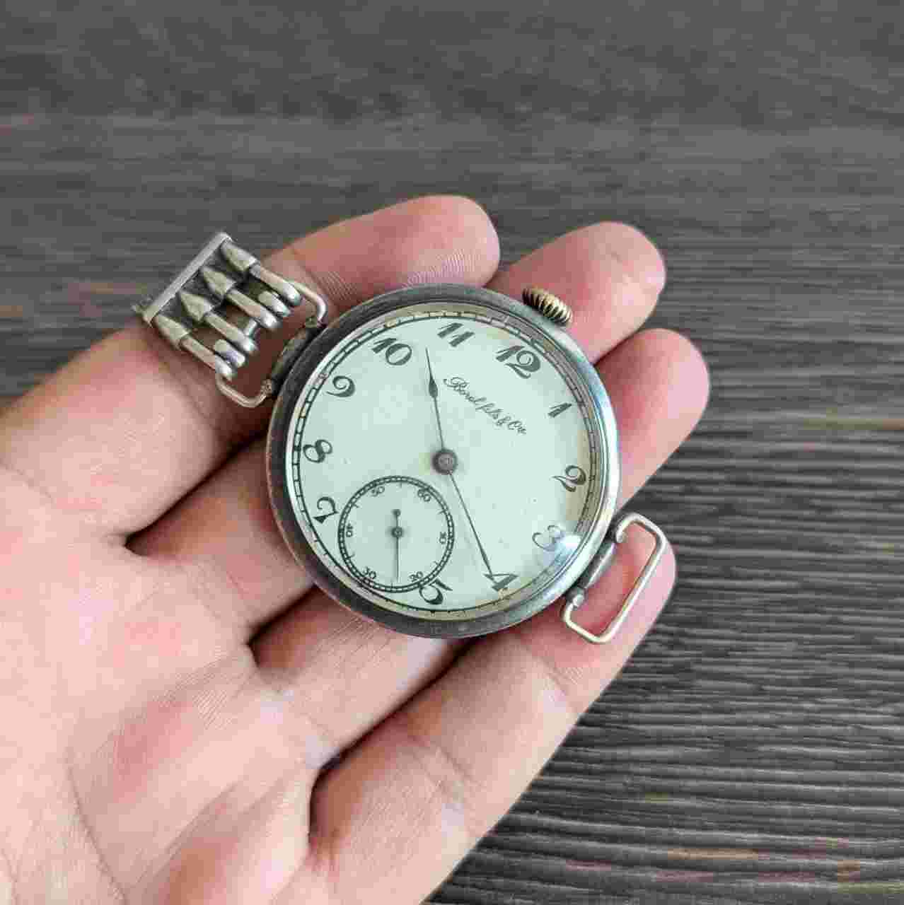 Antique WWI Borel & Cie sterling silver watch