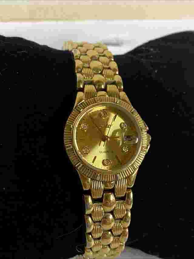 Vintage Xavier Gold Tone Watch Dial 25mm Max Wrist 7" New Battery