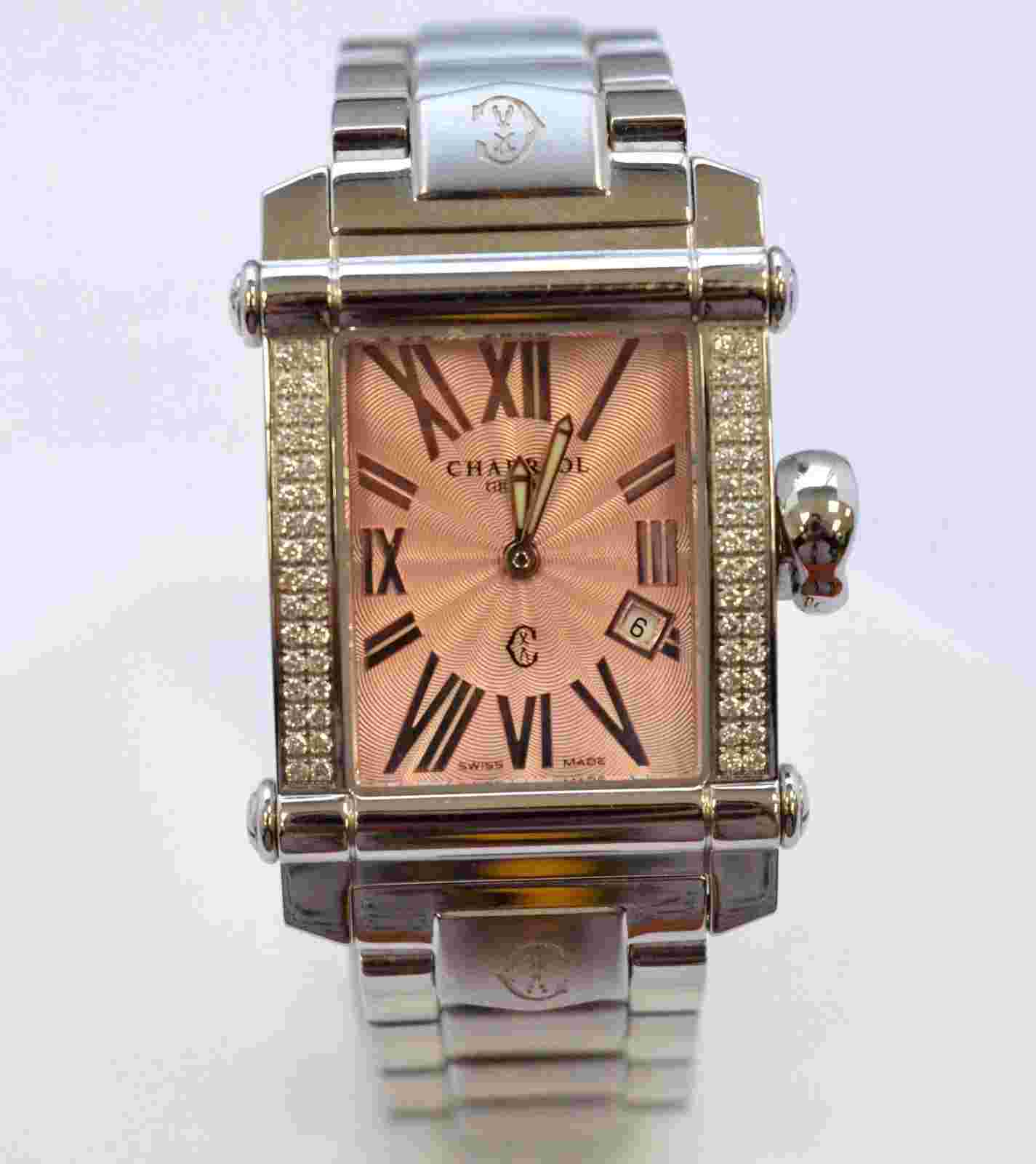W174-Charriol Pink Face Diamond Case Watch