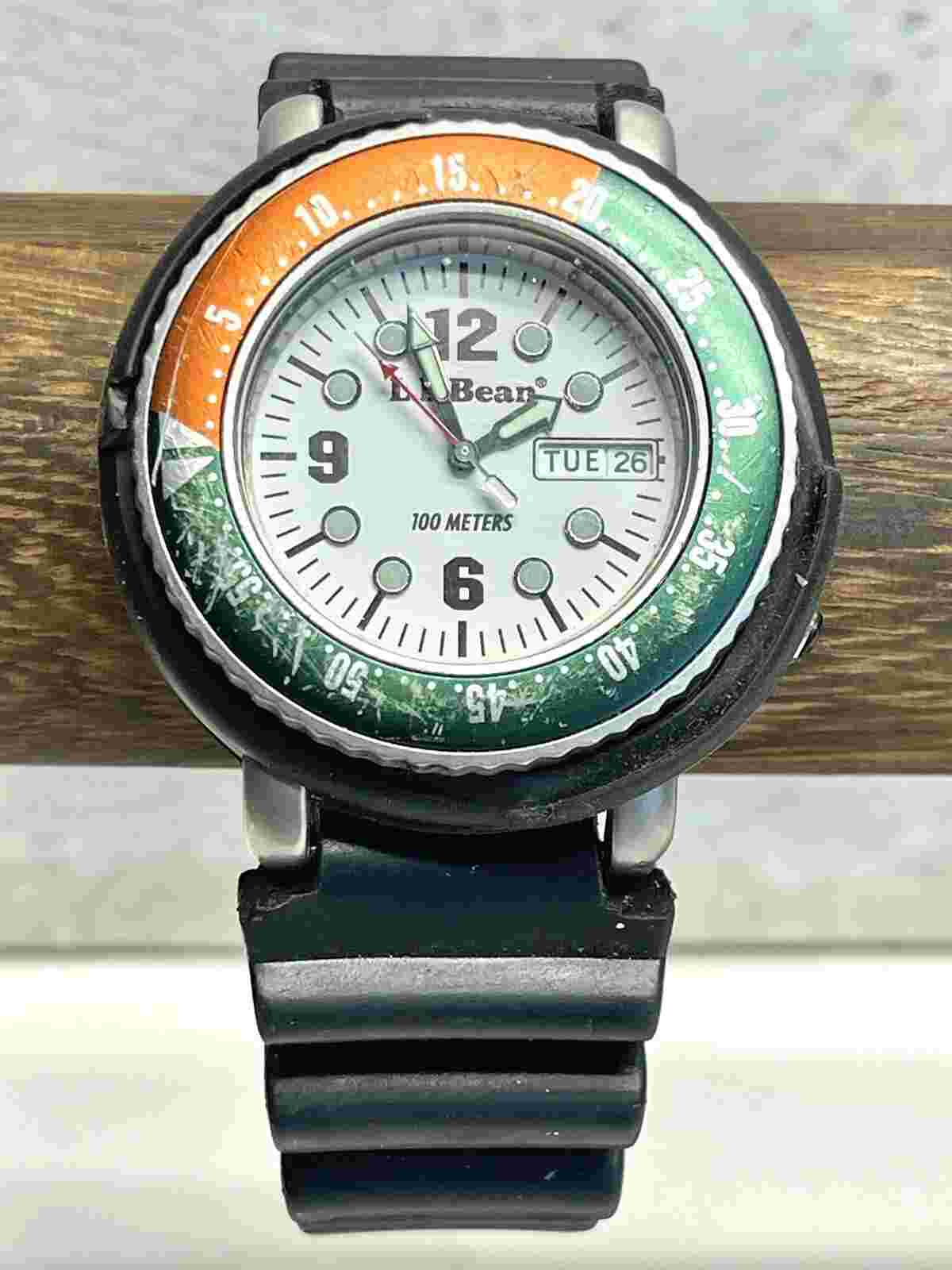 Vintage LL Bean Navigator Date Watch 100 Meters Watch Nightglow Only listing