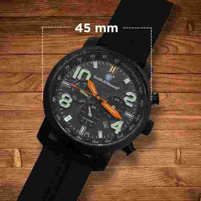Smith & Wesson SWW-1500-BLK Chronograph Analog Dial 45mm Quartz Wrist Watch