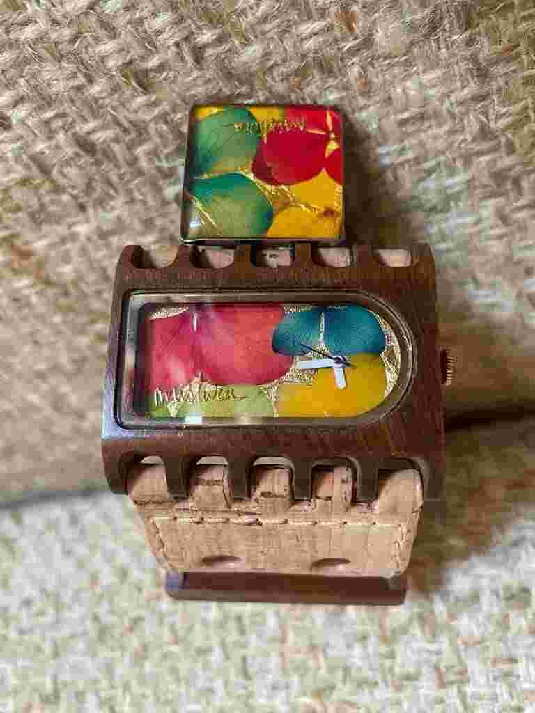 Mistura Ferro Santa Elena Watch – Teak Wood, Hydrangea Dial, Cork Strap + Ring