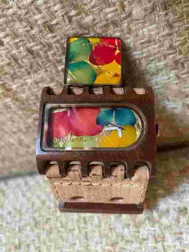 Mistura Ferro Santa Elena Watch – Teak Wood, Hydrangea Dial, Cork Strap + Ring