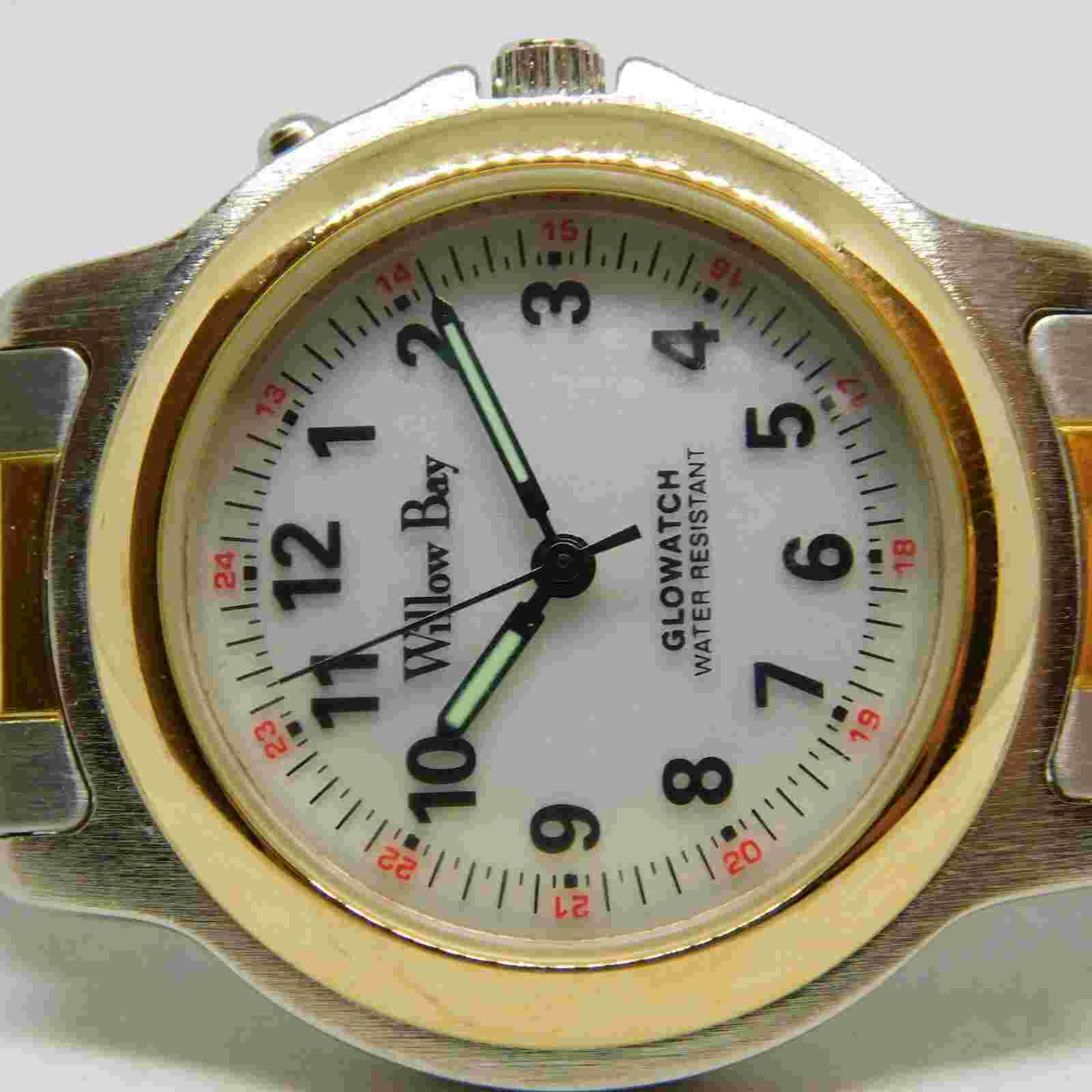 Willow Bay Glowatch Two Tone Quartz Analog Men's Watch Sz. 7 1/4"