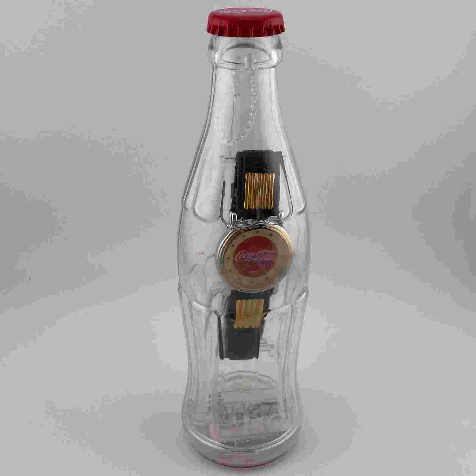 Coca Cola Watch Vintage Unisex 33mm Case Quartz Three Hands Analog In Bottle Box