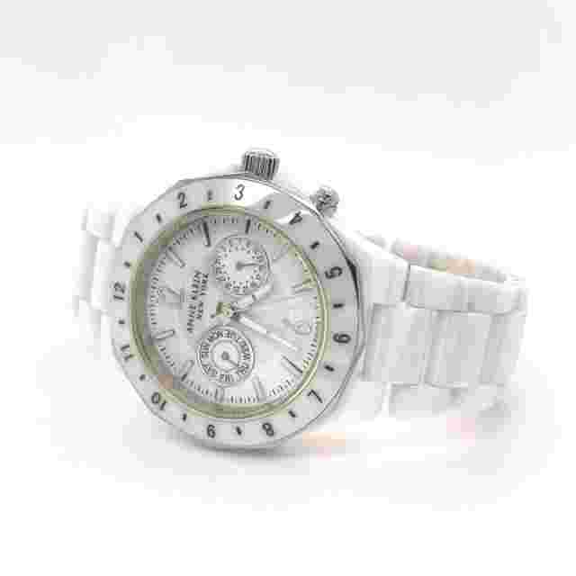 Anne Klein Watch White Ceramic Day & Date  Ladies  12/1979