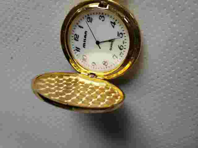 Milan Pocket Watch Quartz Gold Ruby UNTESTED