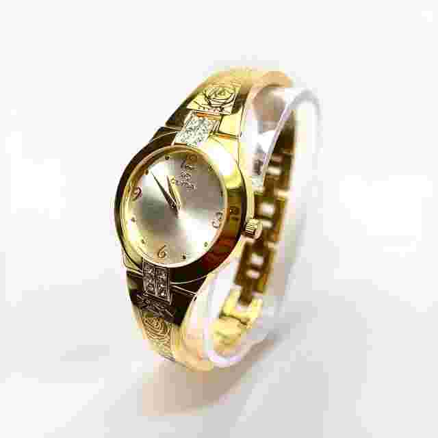 Clyda Women’s Watch - Quartz Analog - White Dial - Gold Patterned Strap