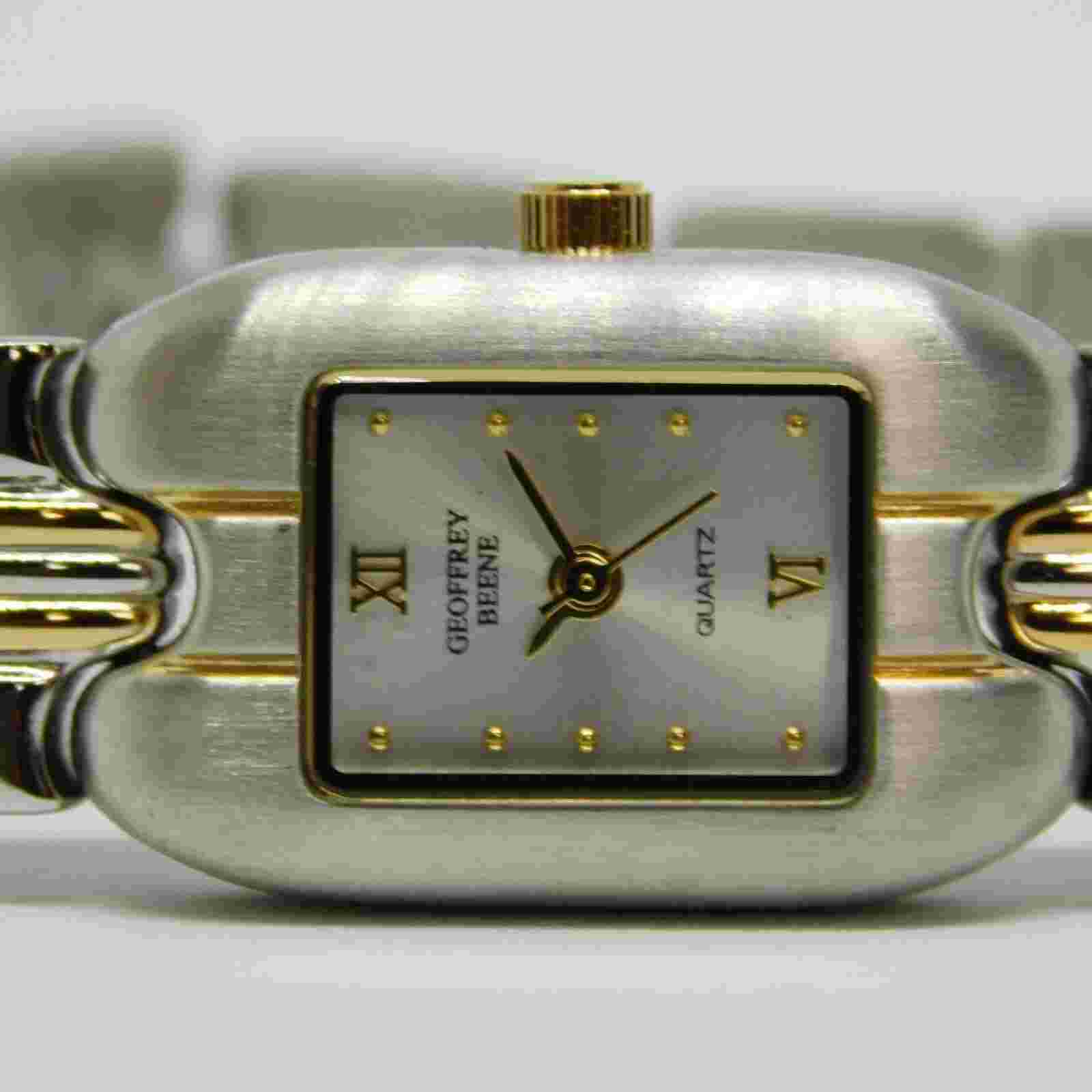 Geoffrey Beene GY2105 Two Tone Quartz Analog Women's Watch Sz. 7" New Battery