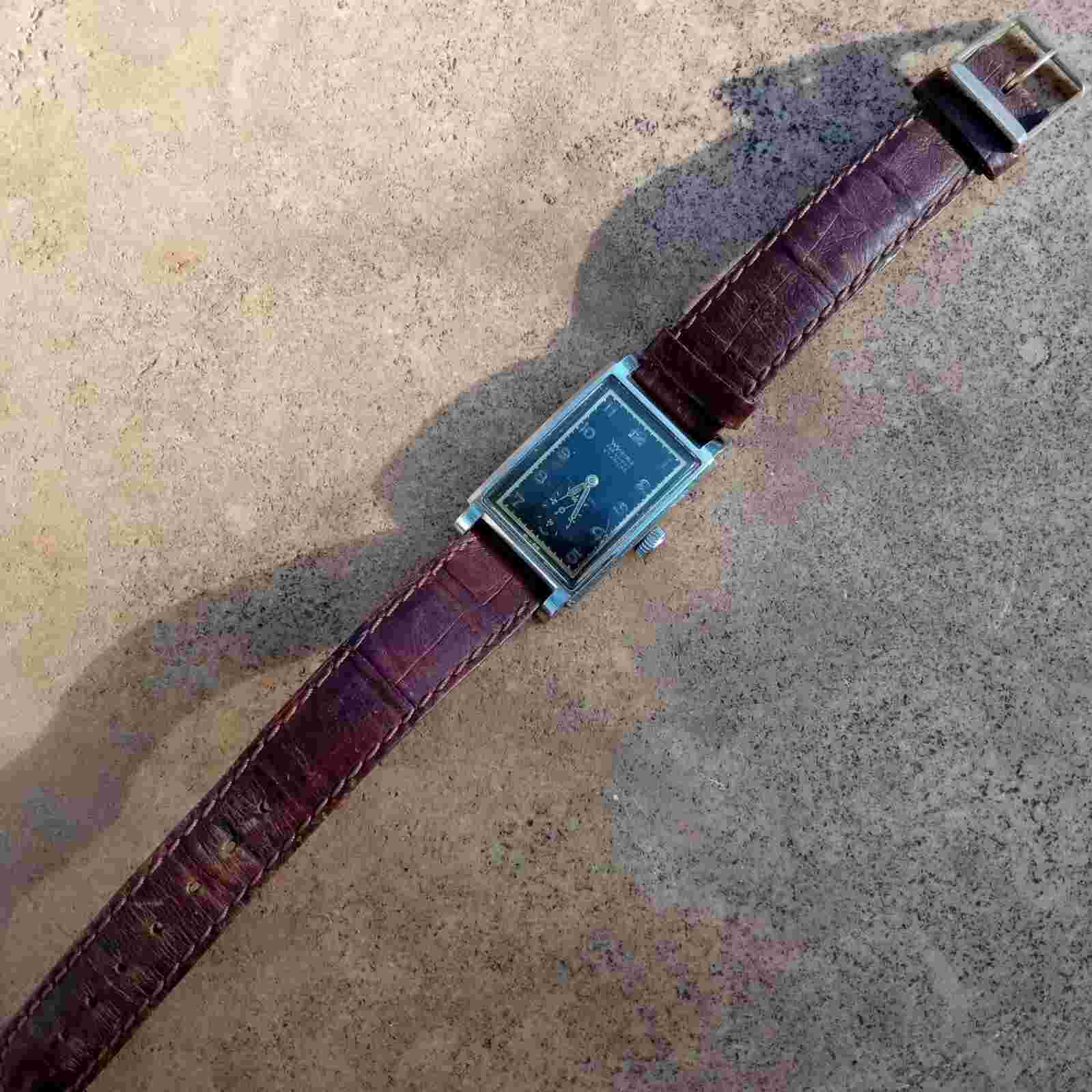 Wylerma By Wyler Rectangular Tank Manual Wind 22mm Steel Rare Vintage Watch