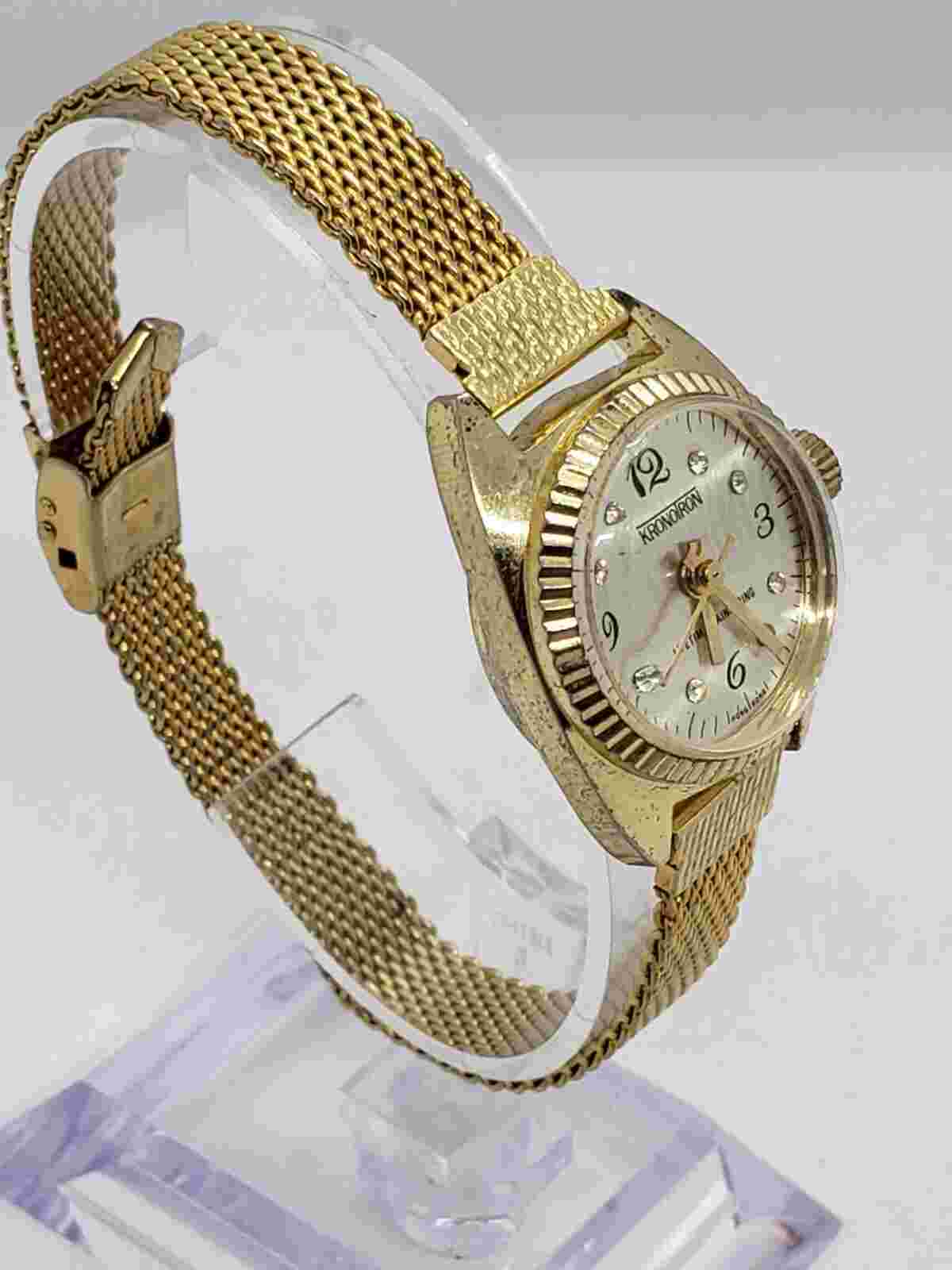 Vintage Women's Kronotron Hand Wind Mechanical Gold Tone 23mm Watch